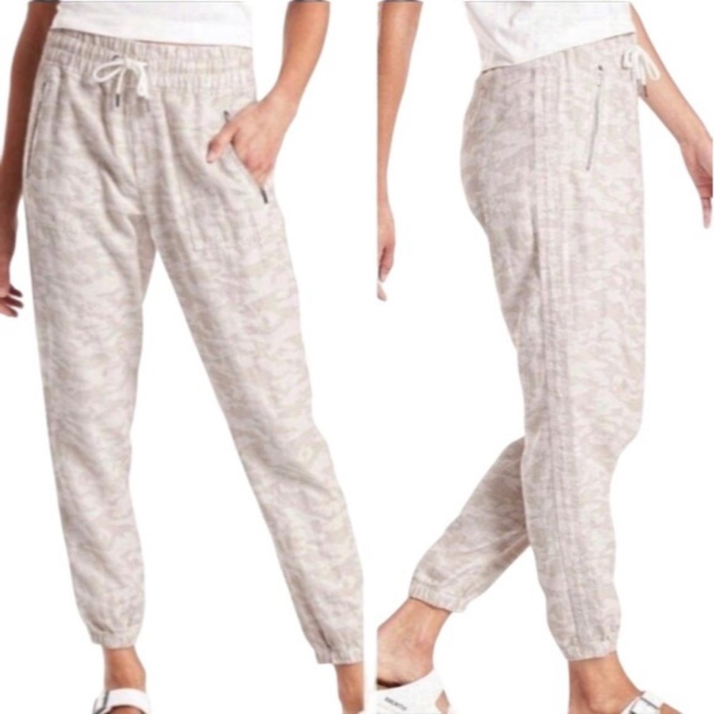 Athleta Cabo Tide‎ Linen Jogger Pants - Women's Size 6- Neutral Camo
